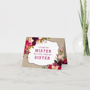 Will you be my bridesmaid, Burgundy Floral  3979 Invitation