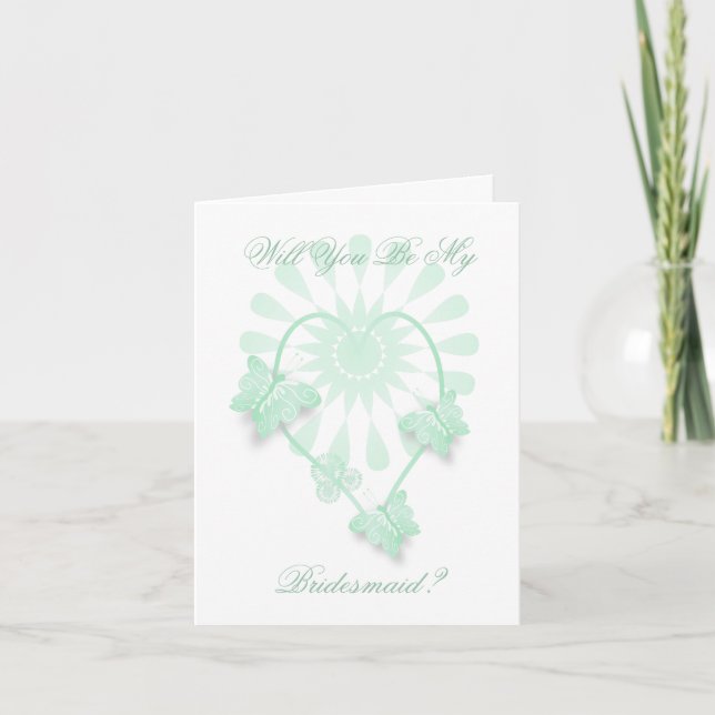 Will You Be My Bridesmaid Card Butterfly Heart (Front)