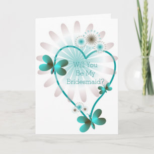 Will You Be My Bridesmaid Card Butterfly Hearts