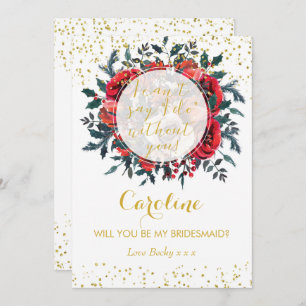 Will you be my bridesmaid card christmas glitter