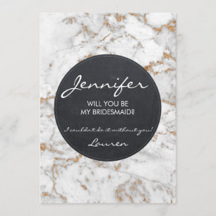 Will you be my bridesmaid card faux marble glitter