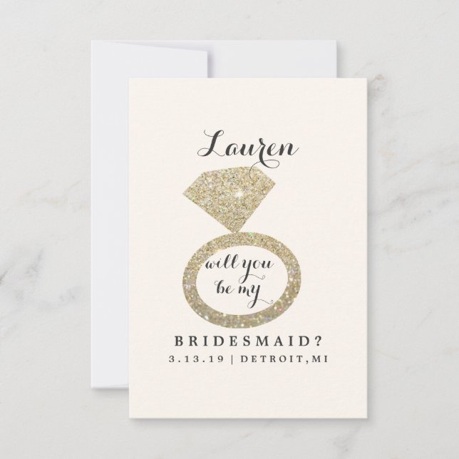 Will You Be My Bridesmaid Card - Glit Ring Bling W (Front)