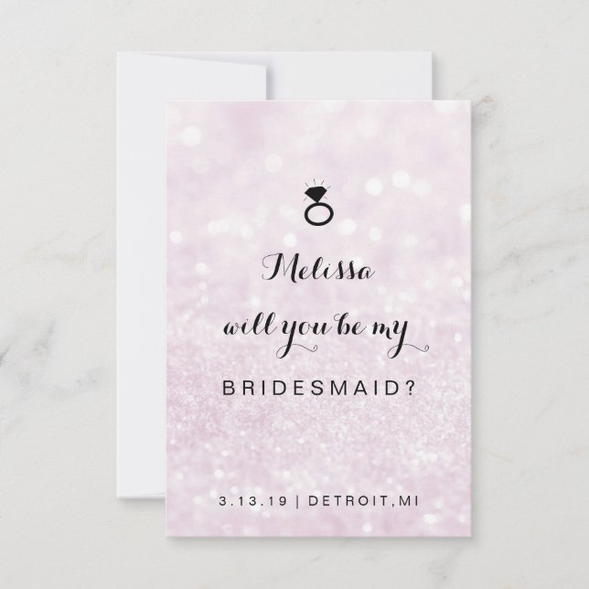 Will You Be My Bridesmaid Card - Glit Ring Fab Lav (Front)
