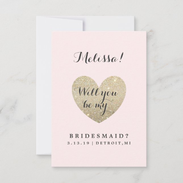 Will You Be My Bridesmaid Card - Heart Fab (Front)