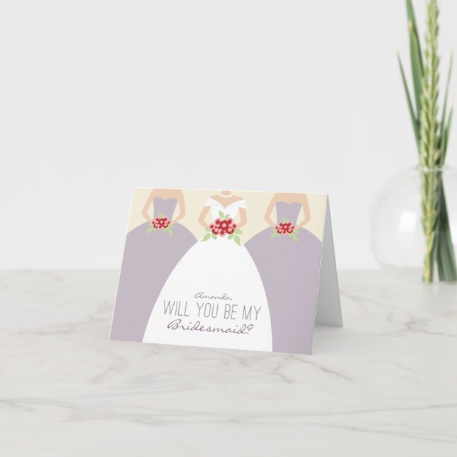 Will You Be My Bridesmaid Card (lilac) (Front)