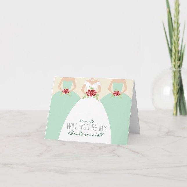 Will You Be My Bridesmaid Card (mint green) (Front)