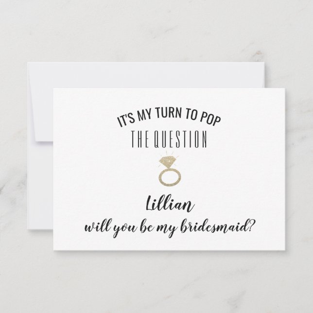 Will You Be My Bridesmaid Card - Pop The Question (Front)