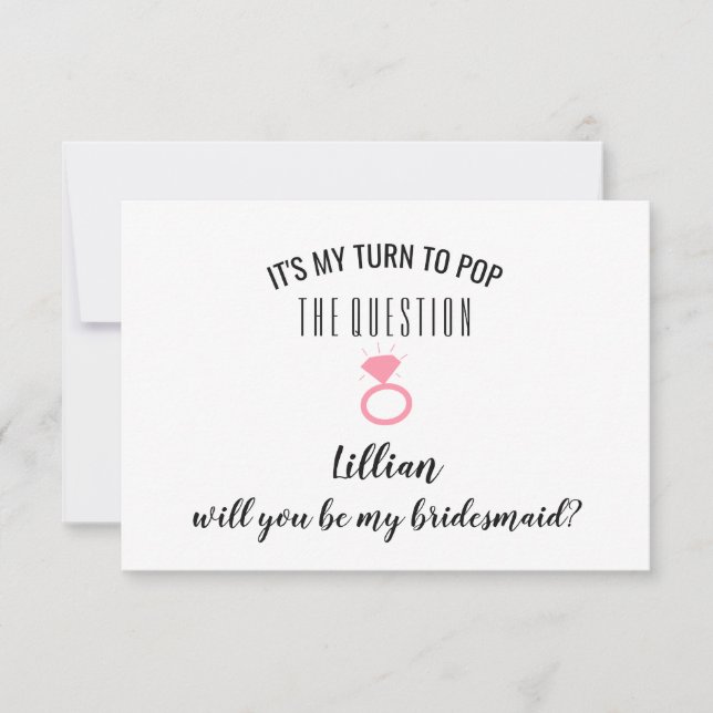 Will You Be My Bridesmaid Card - Pop The Question (Front)