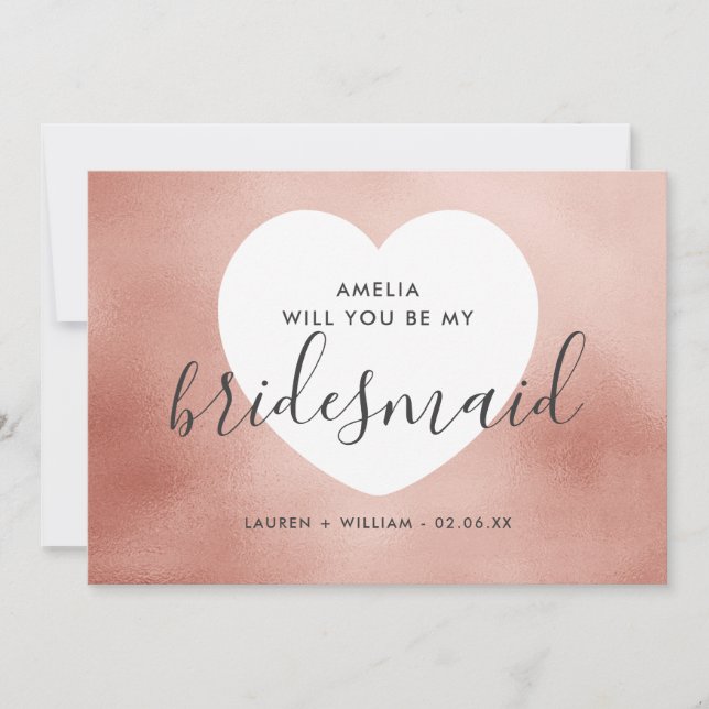 Will You Be My Bridesmaid Card - Rose Gold (Front)