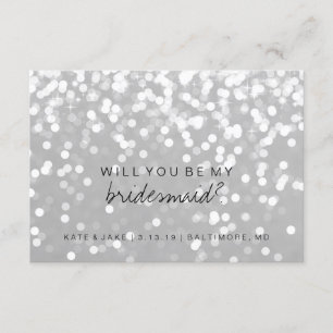 Will You Be My Bridesmaid Card - Sparkling Grey Si