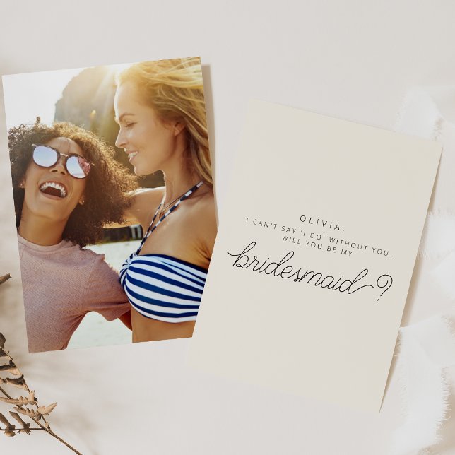 Will You Be My Bridesmaid Card with Photo Back (Creator Uploaded)