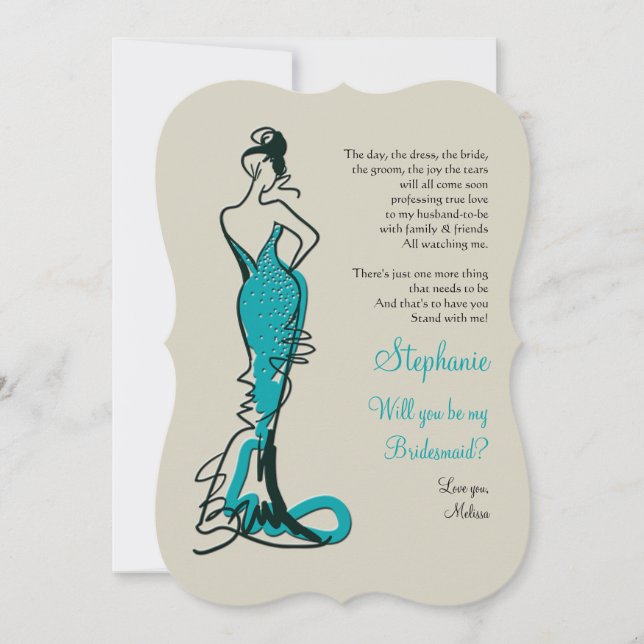 Will You Be My Bridesmaid Cards (Teal) (Front)