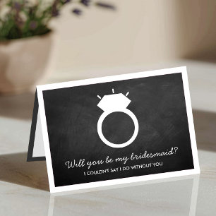 Will You Be My Bridesmaid? Chalkboard Ring Card