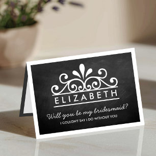 Will You Be My Bridesmaid? Chalkboard Tiara Card