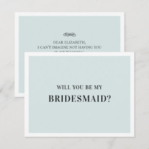 Will you be my bridesmaid. Classic grey and blue Invitation