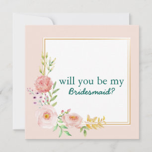 Will You Be My Bridesmaid Colourful Floral Pattern Invitation
