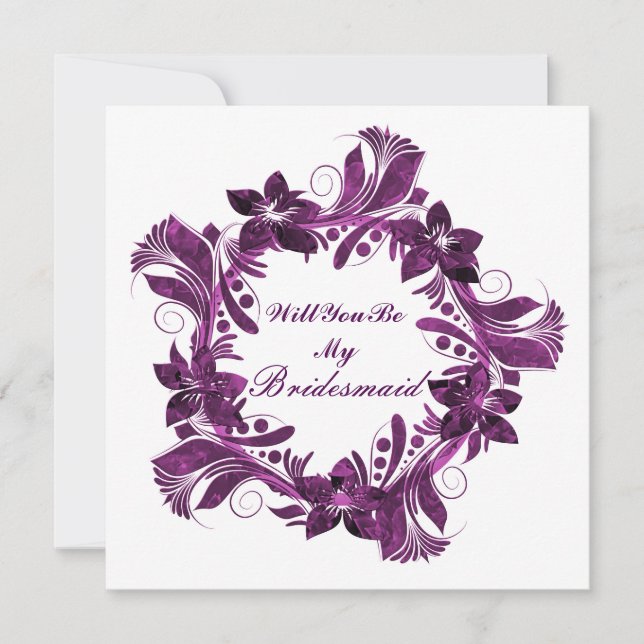 Will You Be My Bridesmaid Colourful Floral Pattern Invitation (Front)