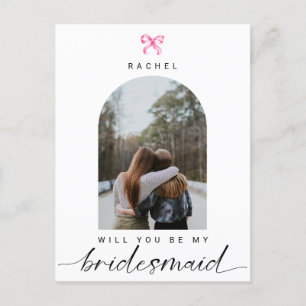 Will you be my Bridesmaid Coquette Bow Modern Postcard