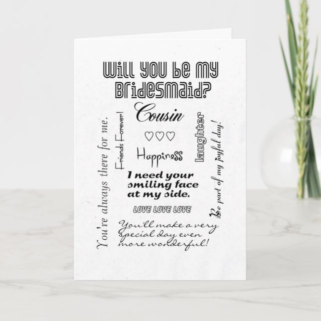 Will You Be My Bridesmaid, Cousin Invitation (Front)