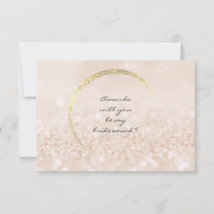 Will You Be My Bridesmaid Creamy Gold Glitter Invitation