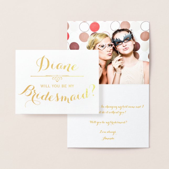 Will You Be My Bridesmaid? Cursive Personalised Foil Card (Display)