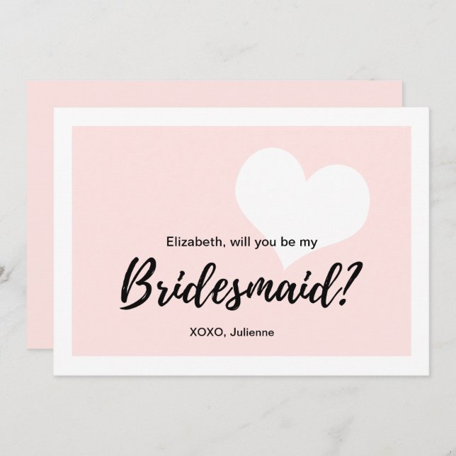 "Will you be my bridesmaid" | Cute Calligraphy Invitation (Front/Back)