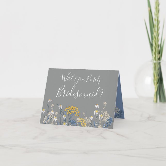 Will You Be My Bridesmaid? Daisy Bridal Proposal Card (Front)