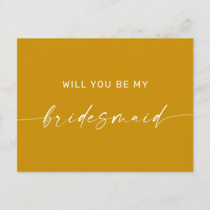 Will You Be My Bridesmaid   Deep Mustard Yellow Postcard