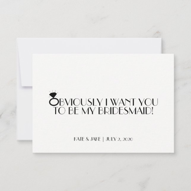 Will You Be My Bridesmaid - Diamondly Black Invitation (Front)