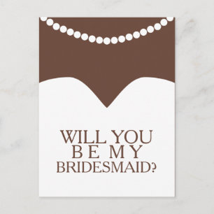 Will You Be My Bridesmaid Dress and Pearls Invitation Postcard