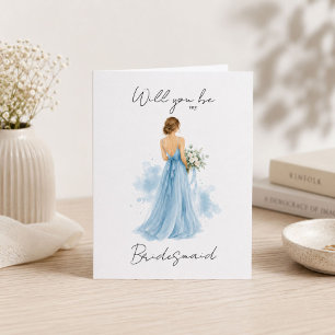 Will you be my Bridesmaid Dusty Blue Proposal Card