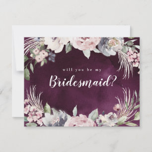 Will you be my bridesmaid elegant boho floral invitation