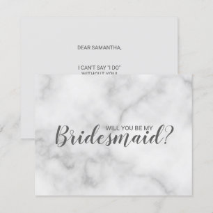 Will You Be My Bridesmaid? Elegant Marble Script Invitation