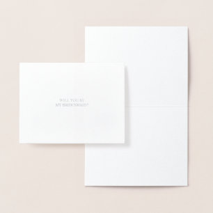 Will You Be My Bridesmaid   Elegant Silver Card