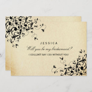 Will You Be My Bridesmaid? Elegant Vintage Swirl Invitation