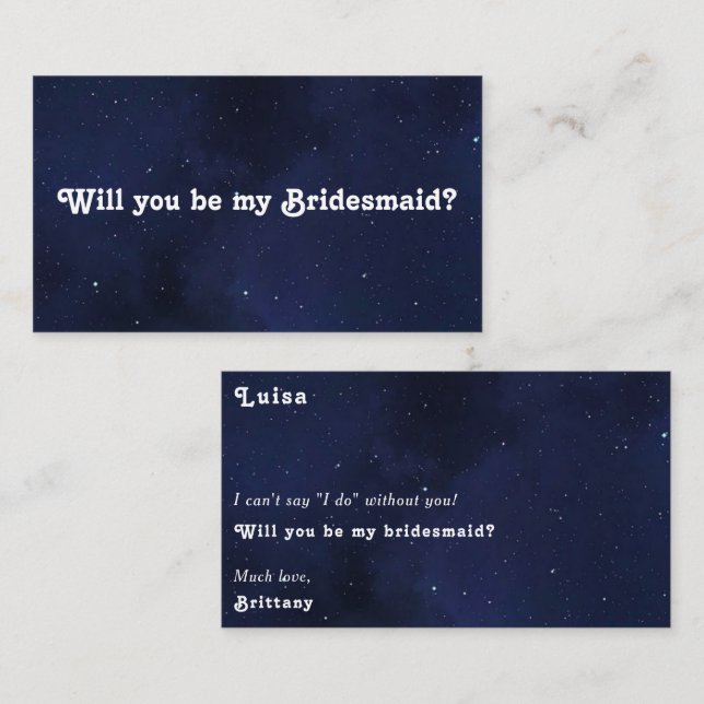 will you be my bridesmaid enclosure card (Front/Back)