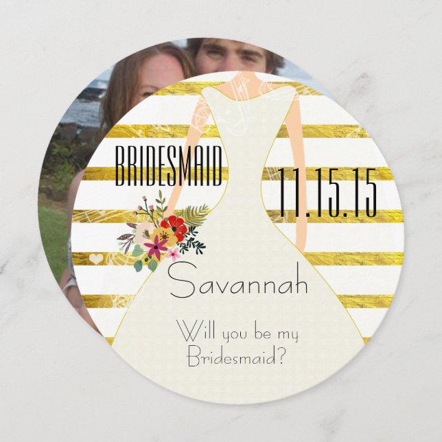 Will You Be My Bridesmaid Engagement photo on back Invitation (Front/Back)