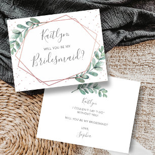 Will You Be My Bridesmaid Eucalyptus Geometric