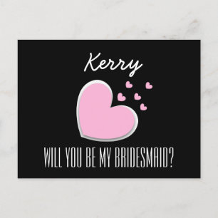 Will You Be My Bridesmaid Explosion of Hearts A01 Invitation Postcard