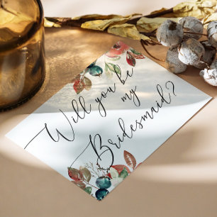 Will You Be My Bridesmaid   Fall Botanical Wedding Invitation Postcard