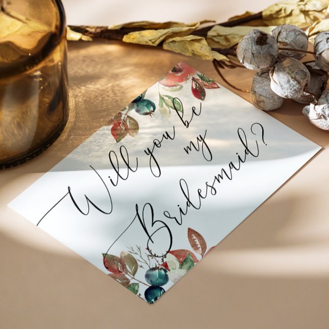 Will You Be My Bridesmaid | Fall Botanical Wedding Invitation Postcard (Creator Uploaded)