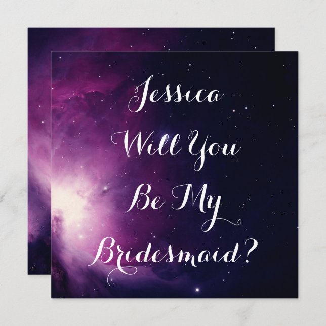 Will You Be My Bridesmaid? Galaxy Wedding Stars Invitation (Front/Back)