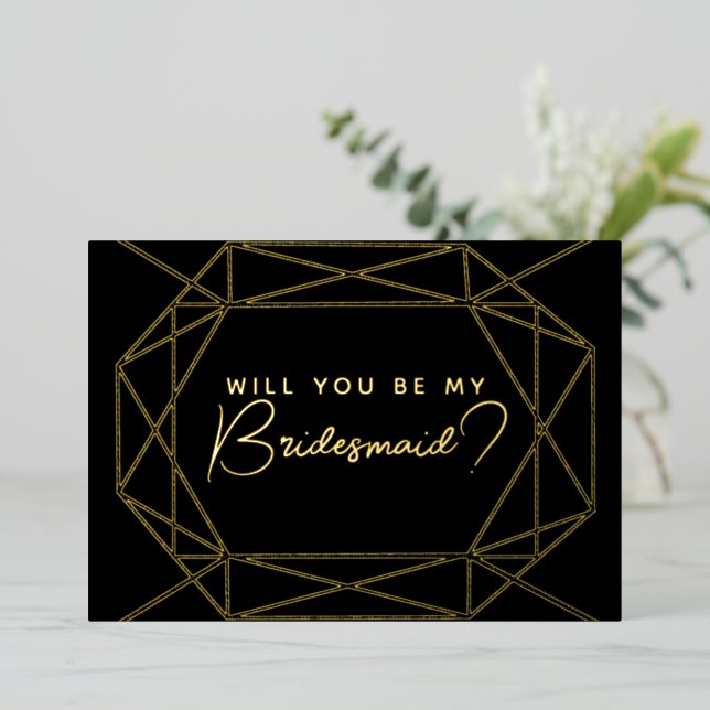 Will you be my bridesmaid geometric black gold (Standing Front)