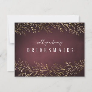 Will you be my bridesmaid Gilded gold botanical Invitation