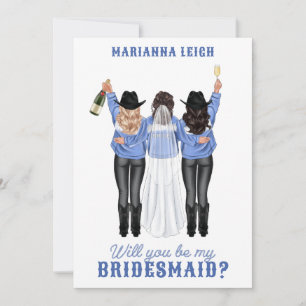 Will You Be My Bridesmaid? Girls in Denim Invitation