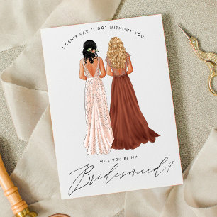 Will You Be My Bridesmaid? Girls in Gowns Invitation