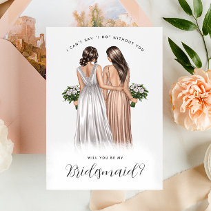 Will You Be My Bridesmaid? Girls in Gowns V2 Invit Invitation