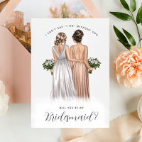 Will You Be My Bridesmaid? Girls in Gowns V2 Invit