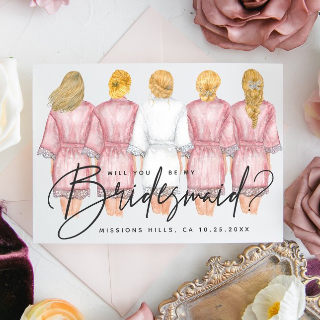 Will You Be My Bridesmaid? Girls in Robes card (Creator Uploaded)