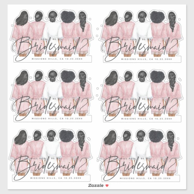 Will You Be My Bridesmaid? Girls in Robes card Rec (Sheet)
